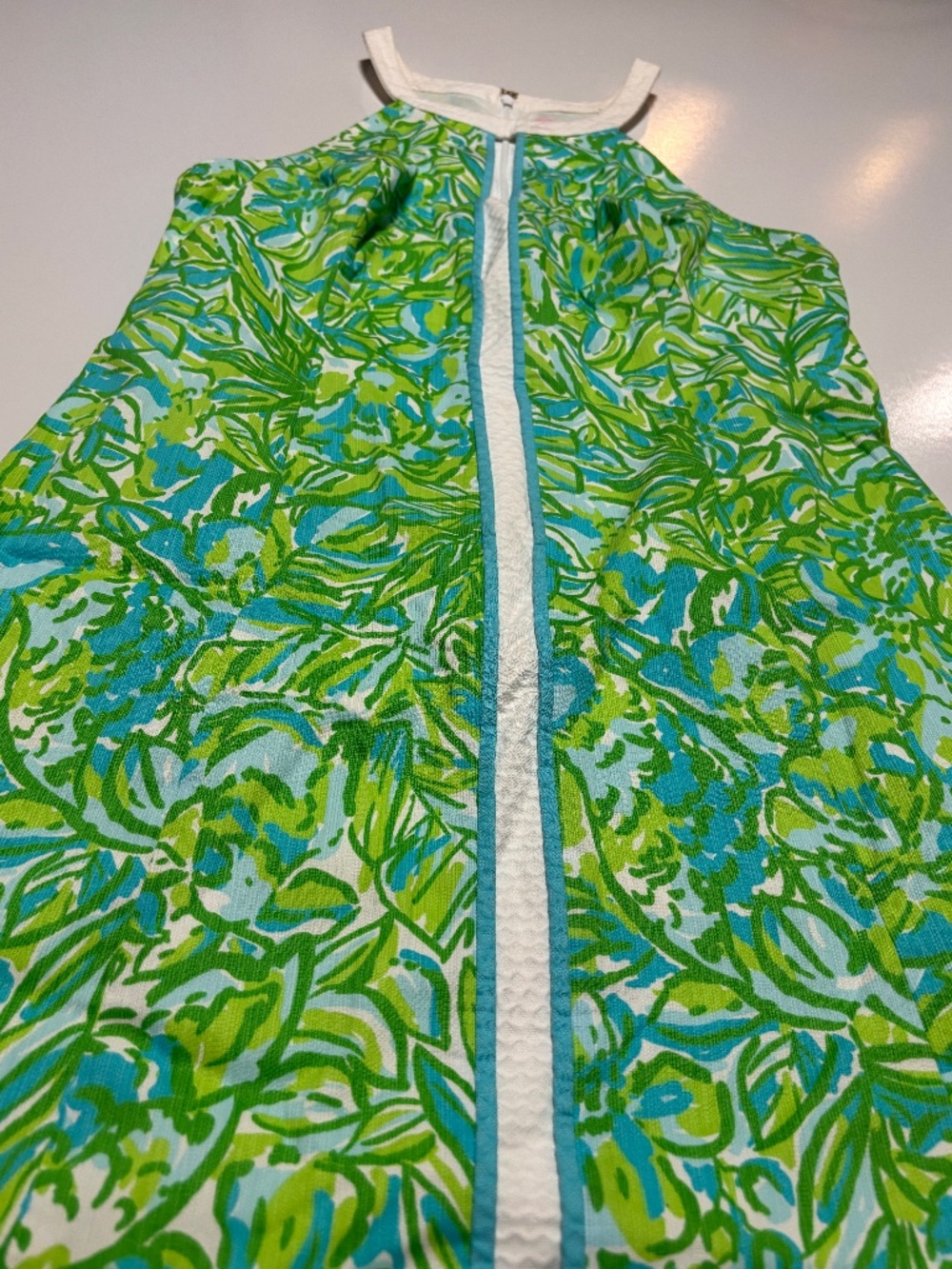Womens Green Blue and White Lilly Pulitzer Tank floral dress size 10
